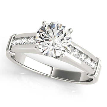Silver Single Row Engagement Ring Channel Set